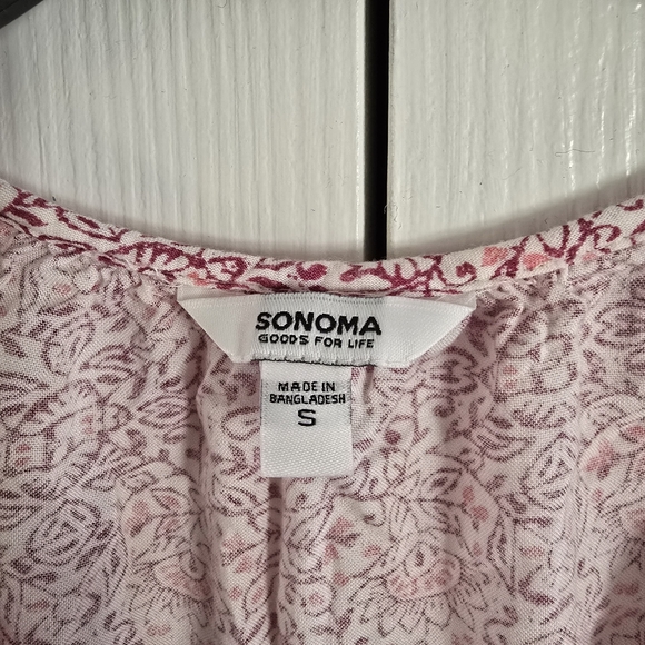 Sonoma Women's Casual Short Sleeve Rayon Floral Blouse Top Size S - Picture 8 of 9